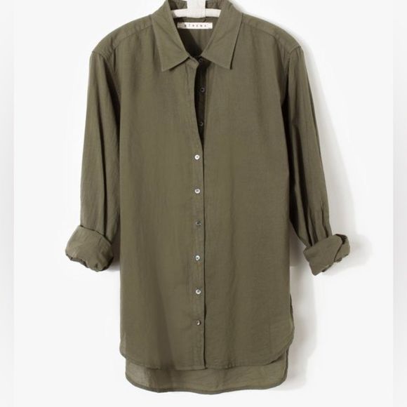 XÍRENA | Olive Green Button Up Beau Shirt - Picture 2 of 15